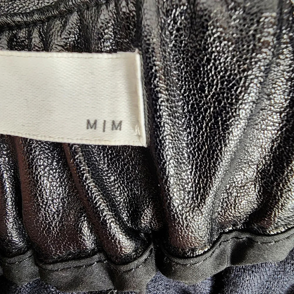 Oak + Fort Vegan Leather Cropped Pants Taper Leg High Waist Black Size Medium - Picture 3 of 12